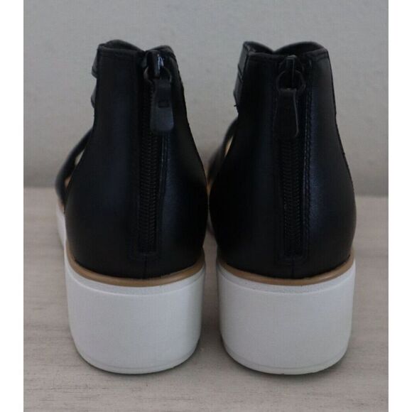 Collection x Clarks Wmn Sz 11 M Black Leather Jillian Bright Strappy Wedge Heels - Picture 4 of 12